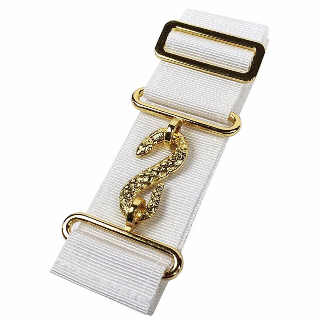 Universal Apron Belt Extender - White Belt with Silver/Gold Clasp - Bricks Masons