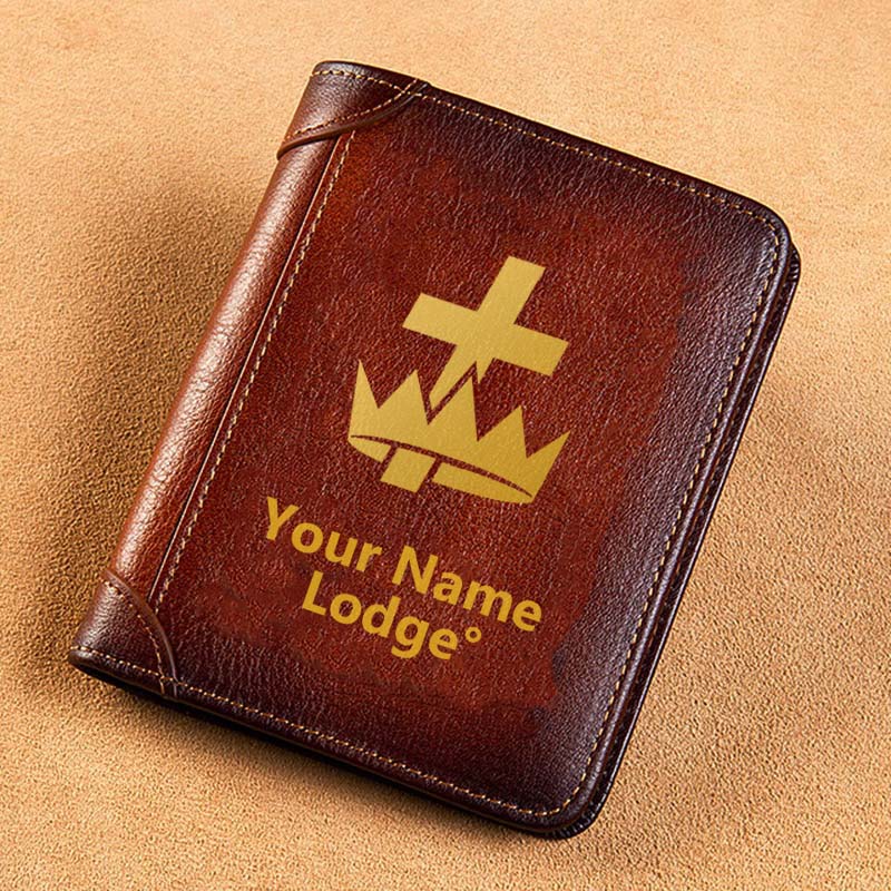 Knights Templar Commandery Wallet - Brown Leather - Bricks Masons