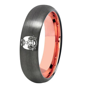 32nd Degree Scottish Rite Ring - Wings Down Gunmetal With Rose Gold Tungsten - Bricks Masons