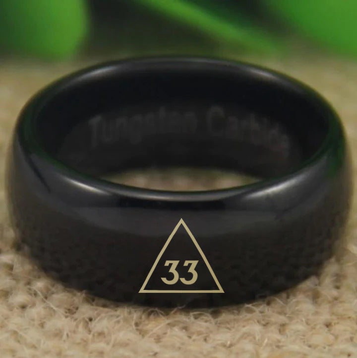 33rd Degree Scottish Rite Ring - Black Dome Tungsten - Bricks Masons