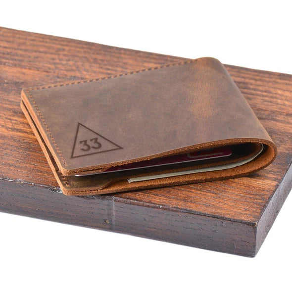 33rd Degree Scottish Rite Wallet - Genuine Leather Bifold - Bricks Masons