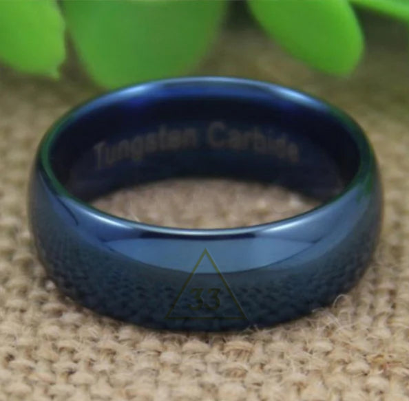 33rd Degree Scottish Rite Ring - Blue Dome Tungsten - Bricks Masons