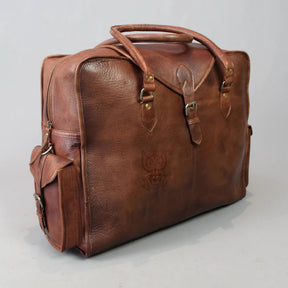 33rd Degree Scottish Rite Travel Bag - Wings Up Genuine Brown Leather - Bricks Masons