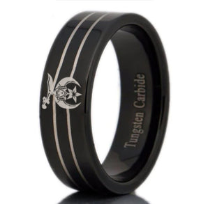 Shriners Ring - Black Tungsten - Bricks Masons