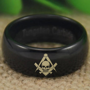 Widows Sons Ring - Black Dome Tungsten - Bricks Masons