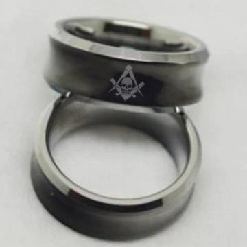 Widows Sons Ring - Black Concave Tungsten - Bricks Masons