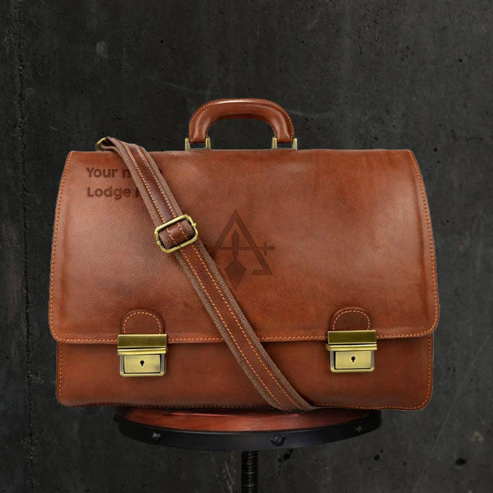 Council Briefcase - Genuine Brown Leather - Bricks Masons