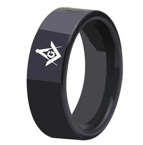 Master Mason Blue Lodge Ring - Black Tungsten - Bricks Masons