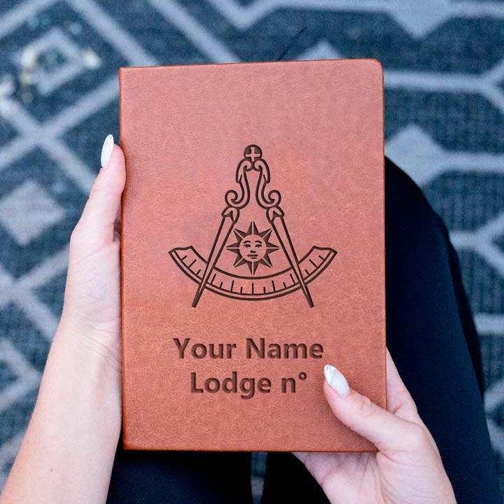 Past Master Blue Lodge California Regulation Journal - Brown Faux Leather - Bricks Masons