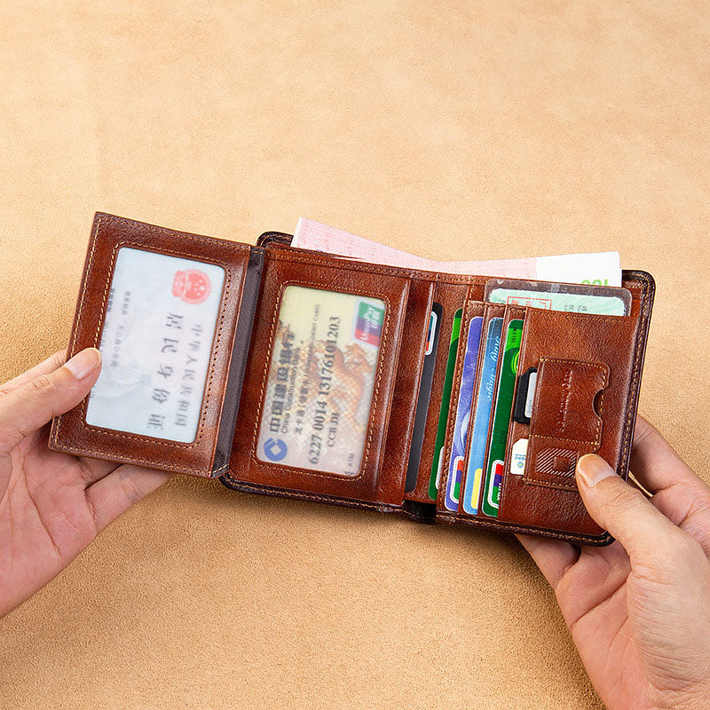 OES Wallet - Brown Leather - Bricks Masons