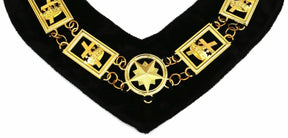 Knights Templar Commandery Chain Collar - Gold Plated on Black Velvet - Bricks Masons