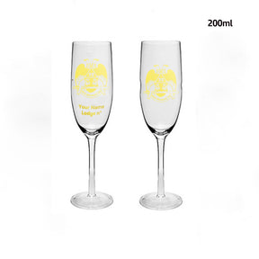 32nd Degree Scottish Rite Champagne Flute - Wings Down 2 Pieces Set - Bricks Masons