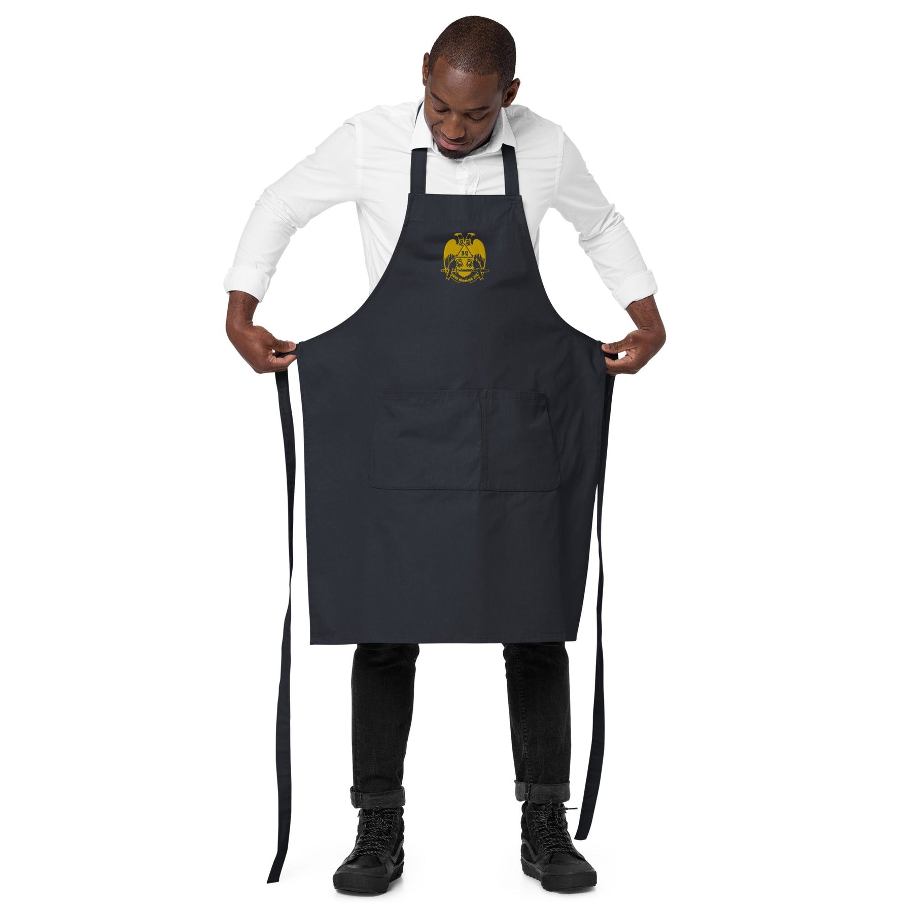 32nd Degree Scottish Rite Kitchen Apron - Wings Down Various Organic Cotton Colors - Bricks Masons
