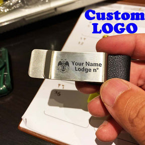 32nd Degree Scottish Rite Pen Holder - Wings Down Black & Brown Leather - Bricks Masons