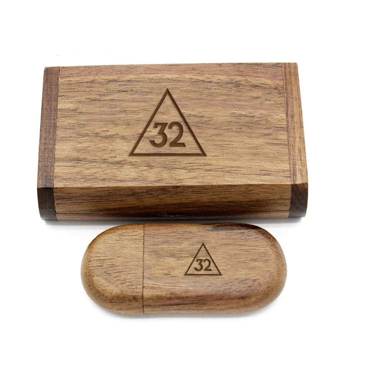 32nd Degree Scottish Rite USB Flash Drives - Various Wood Colors - Bricks Masons