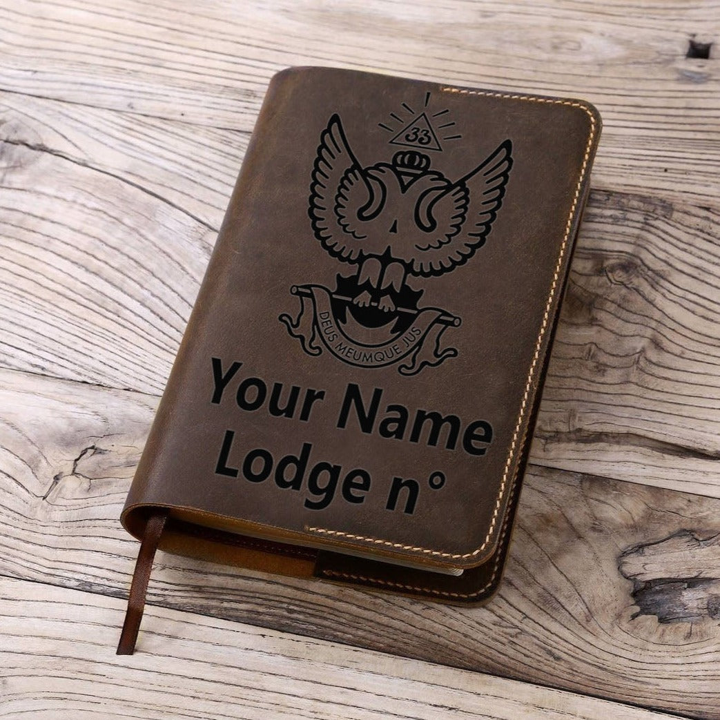 33rd Degree Scottish Rite Book Cover - Wings Up Leather - Bricks Masons