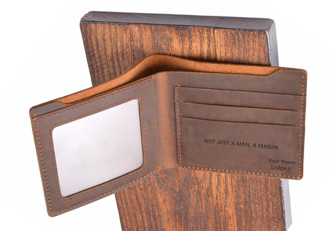 Past Master Blue Lodge California Regulation Wallet - Genuine Leather Bifold - Bricks Masons