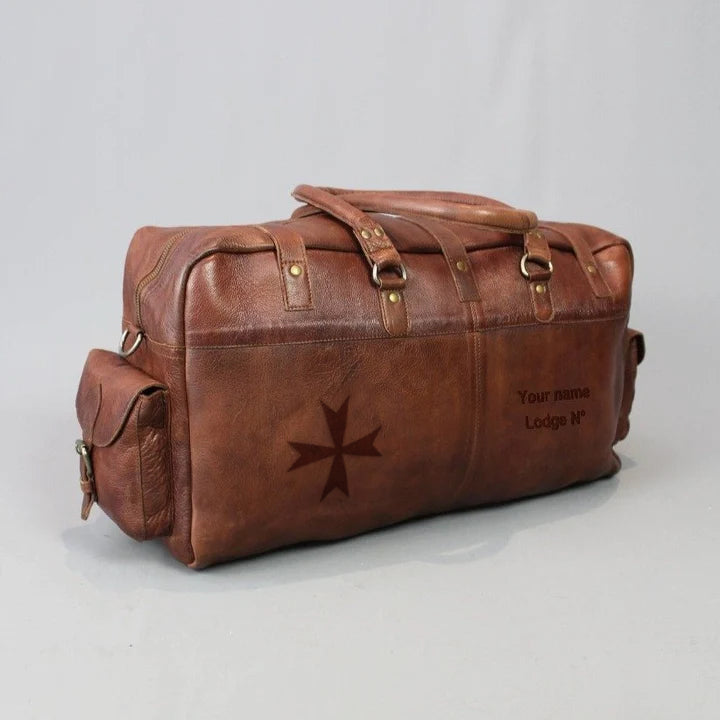 Order of Malta Travel Bag - Conker Brown Leather - Bricks Masons