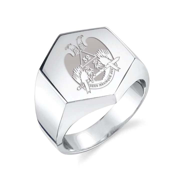 32nd Degree Scottish Rite Ring - Wings Down Sterling Silver - Bricks Masons