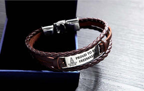 Past Master Blue Lodge California Regulation Bracelet - Black & Brown - Bricks Masons