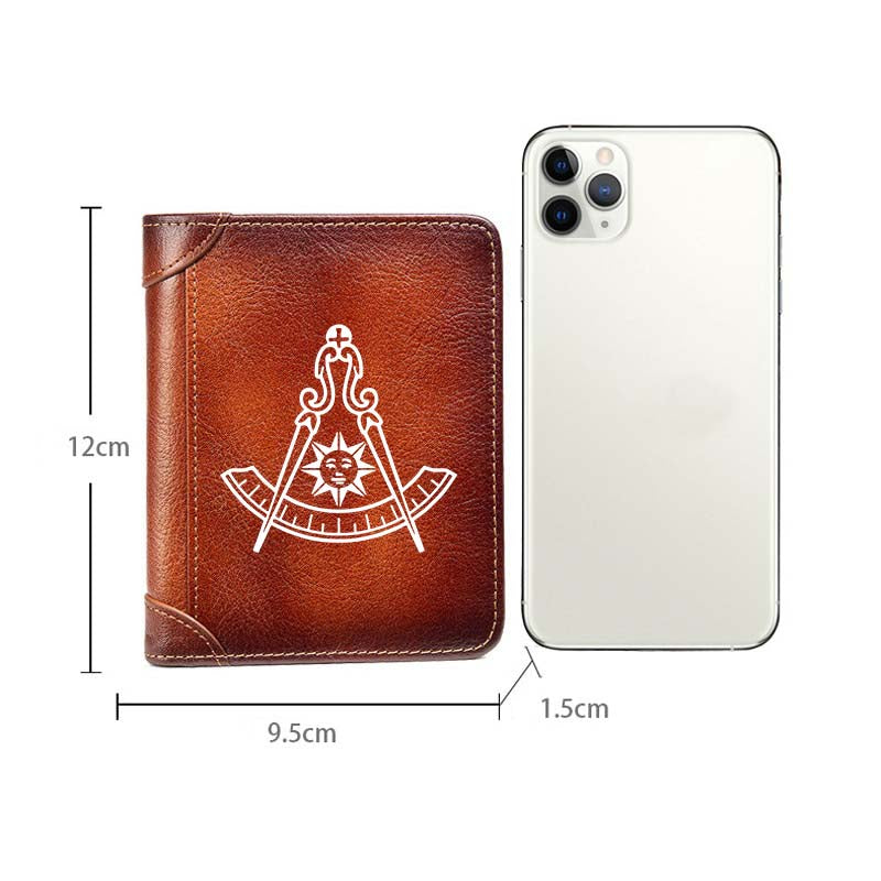 Past Master Blue Lodge California Regulation Wallet - Brown Leather - Bricks Masons