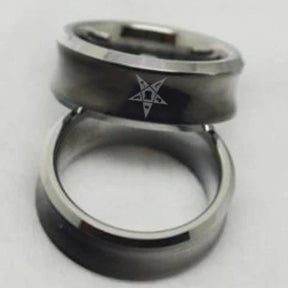 OES Ring - Black Concave Tungsten - Bricks Masons