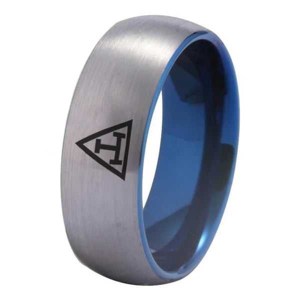 Royal Arch Chapter Ring - Silver With Blue Tungsten - Bricks Masons