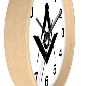 Master Mason Blue Lodge Clock - Wooden Frame Square & Compass G - Bricks Masons