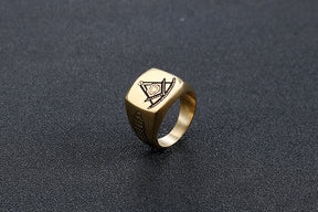 Past Master Blue Lodge Ring - Gold 
Titanium Steel - Bricks Masons