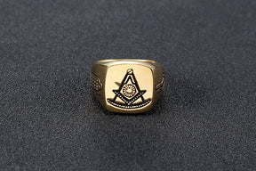 Past Master Blue Lodge Ring - Gold 
Titanium Steel - Bricks Masons