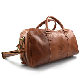 33nd Degree Scottish Rite Travel Bag - Wings Down Genuine Matte Brown Leather - Bricks Masons