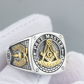 Past Master Blue Lodge Ring - Gold & Silver - Bricks Masons