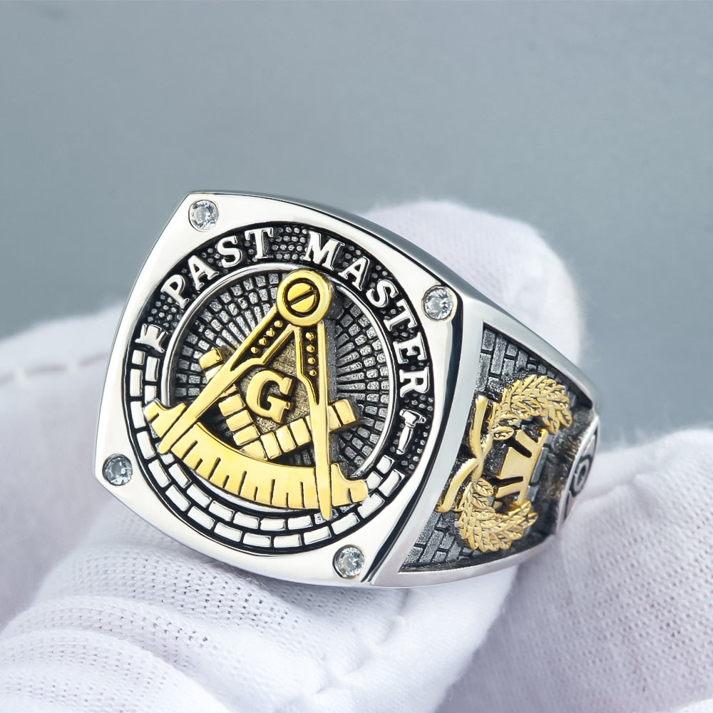 Past Master Blue Lodge Ring - Gold & Silver - Bricks Masons