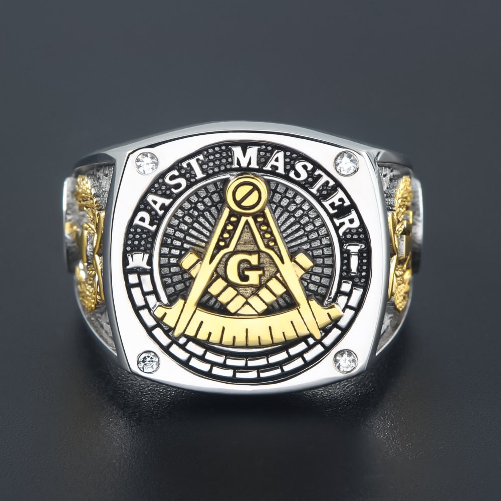 Past Master Blue Lodge Ring - Gold & Silver - Bricks Masons