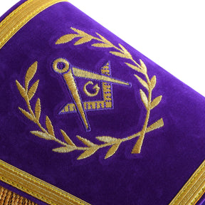 Master Mason Blue Lodge Cuff -  Hand Embroidery With Gold Fringe - Bricks Masons