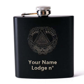 Grand Master Blue Lodge Flask - 2 Shot Glasses & Funnel - Bricks Masons