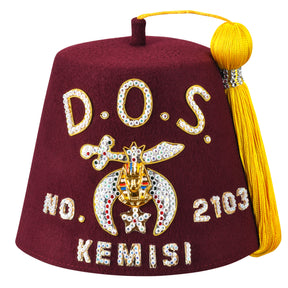 Daughters Of Sphinx Fez Hat - Rhinestones (row options) - Bricks Masons