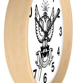 33rd Degree Scottish Rite Clock - Wings Up Wooden Frame - Bricks Masons