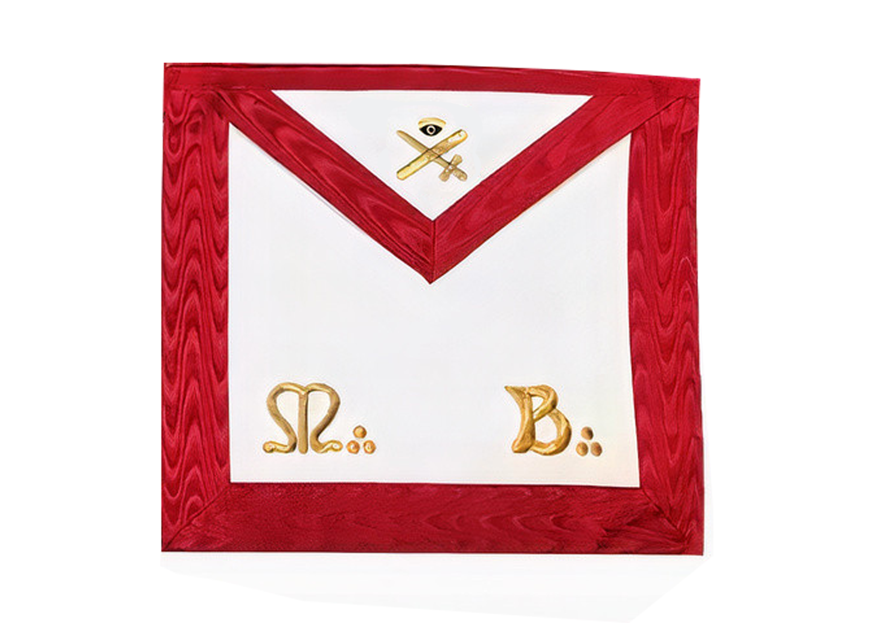 Expert Scottish Rite Apron - Red Moire Gold Embroidery - Bricks Masons