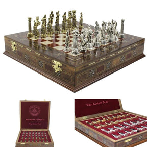 Grand Master Blue Lodge Chess Set - Hand Workmanship Patterns - Bricks Masons