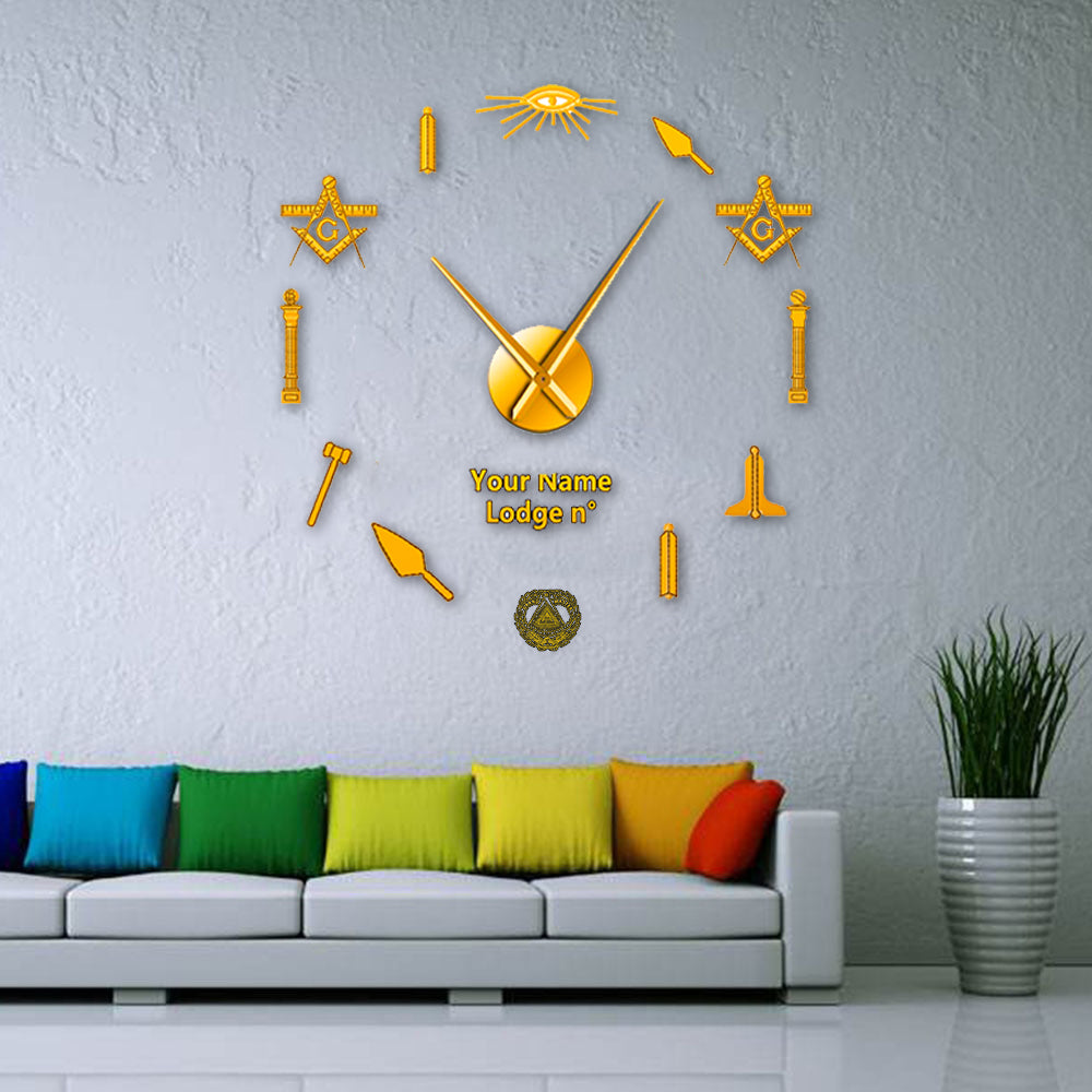 Grand Master Blue Lodge Clock - Frameless Design - Bricks Masons