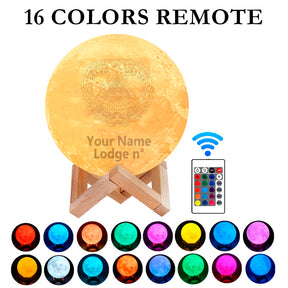 Grand Master Blue Lodge Lamp - 3D Moon Various Colors - Bricks Masons