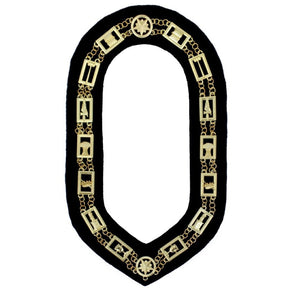 OES Chain Collar - Gold Plated on Black Velvet - Bricks Masons