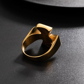 Knights Templar Stainless Steel Polished Signet Rings [Silver, Black, Gold] - Bricks Masons