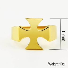 Knights Templar Stainless Steel Polished Signet Rings [Silver, Black, Gold] - Bricks Masons