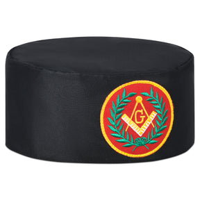 Master Mason Blue Lodge Crown Cap - Black With Red Emblem & Wreath - Bricks Masons