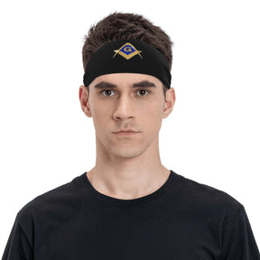 Master Mason Blue Lodge Headband - Golden Square & Compass G - Bricks Masons