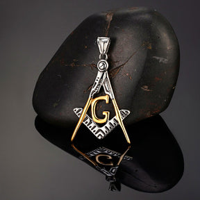 Master Mason Blue Lodge Keychain - Golden Stainless Steel Square & Compass G - Bricks Masons