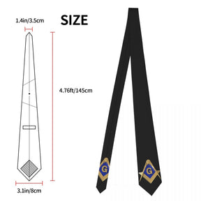 Master Mason Blue Lodge Necktie - Gold Square & Compass G - Bricks Masons