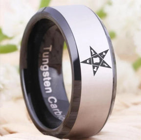 OES Ring - Black Beveled Tungsten - Bricks Masons